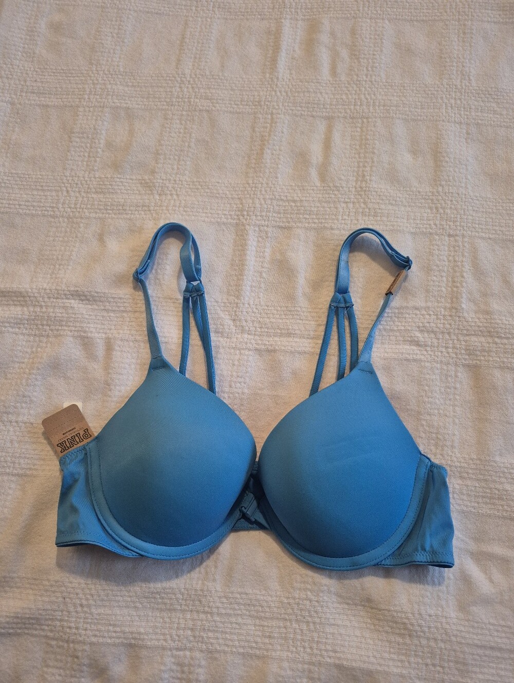 Pink Victoria's Secret 34A blue Wear everywear push up, front closure NWT